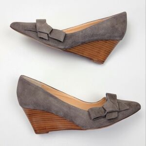 Sole Society Gray Wedges with Bow Accent